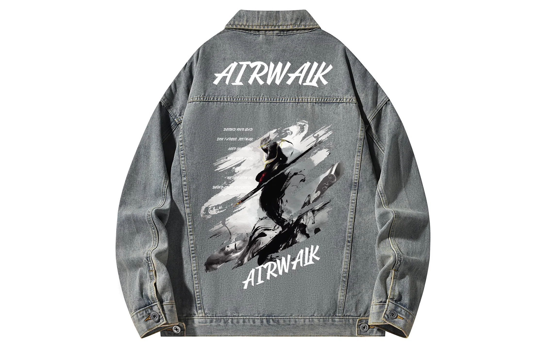 Airwalk Retro Dark Wukong Print Denim Jacket