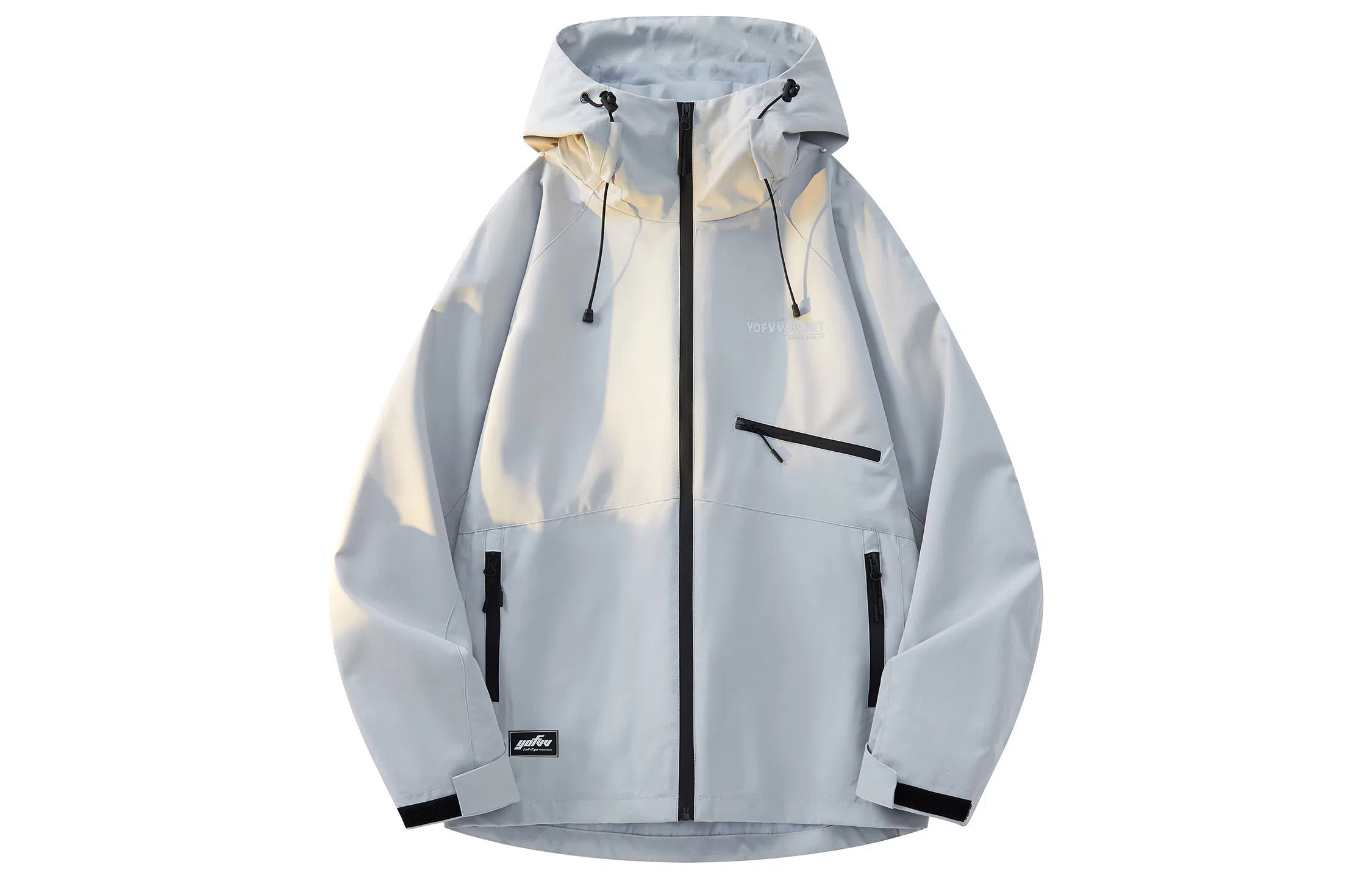 美式复古山系字母拼接撞色防风防水拉链登山户外连帽服饰  防水防风保暖冲锋衣 男女同款