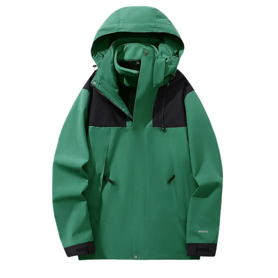 浪莎  户外三合一连帽宽松休闲拉链  防水防风冲锋衣 男女同款