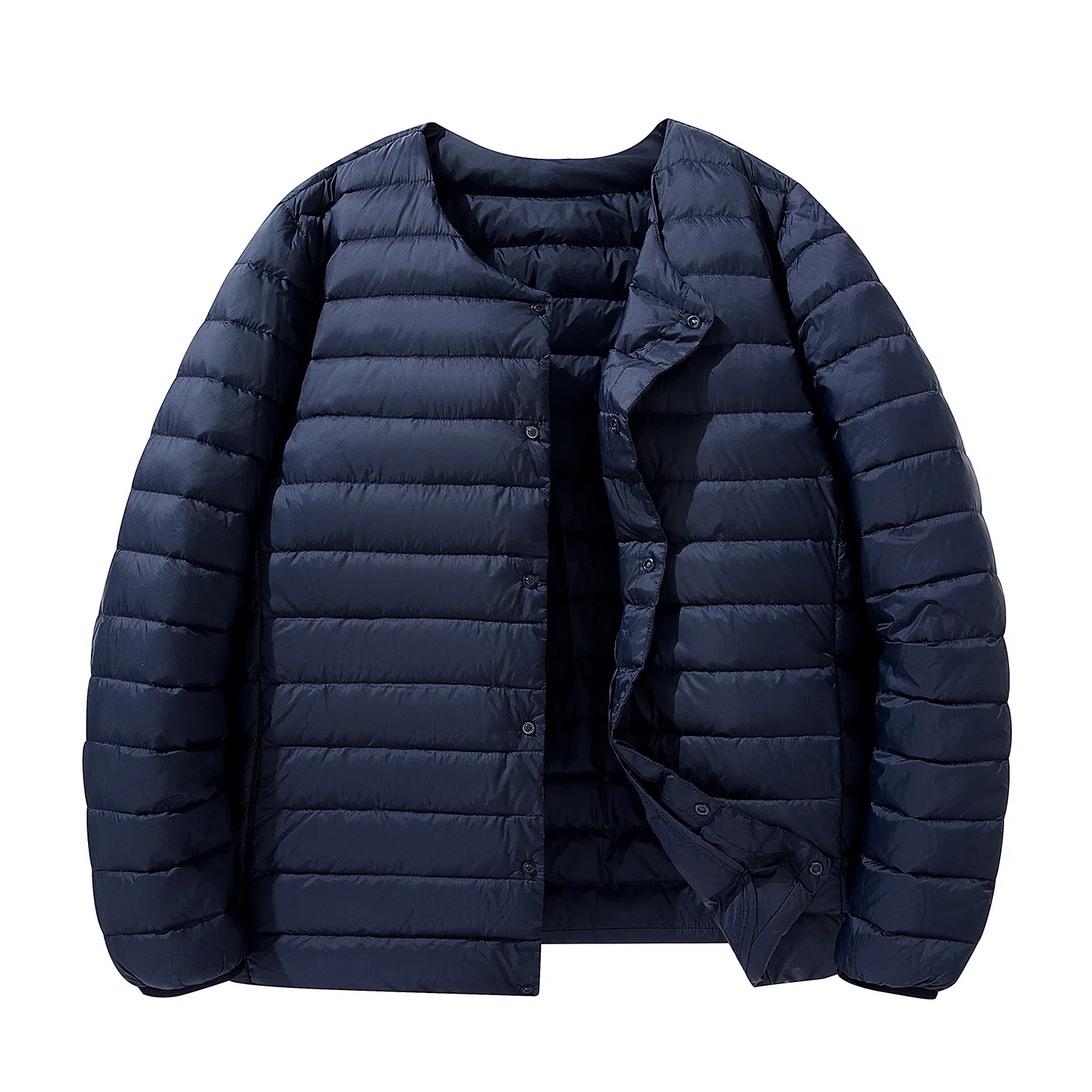 鸭鸭 轻薄便携纯色基础款休闲宽松单排扣圆领保暖羽绒服 男款