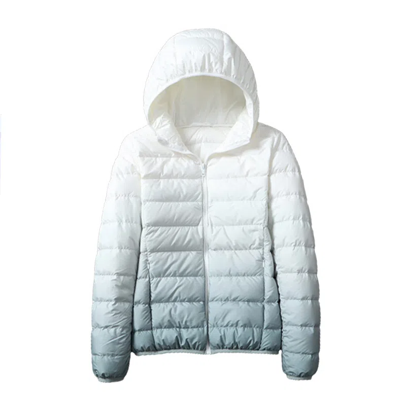 鸭鸭 短款渐变轻薄连帽羽绒服 男女同款