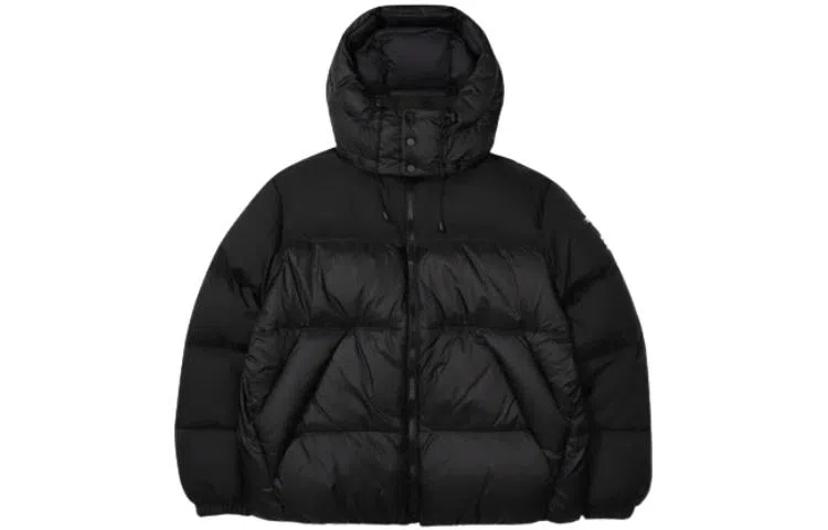 FILA Solid Color Hoodie Down Jacket Black