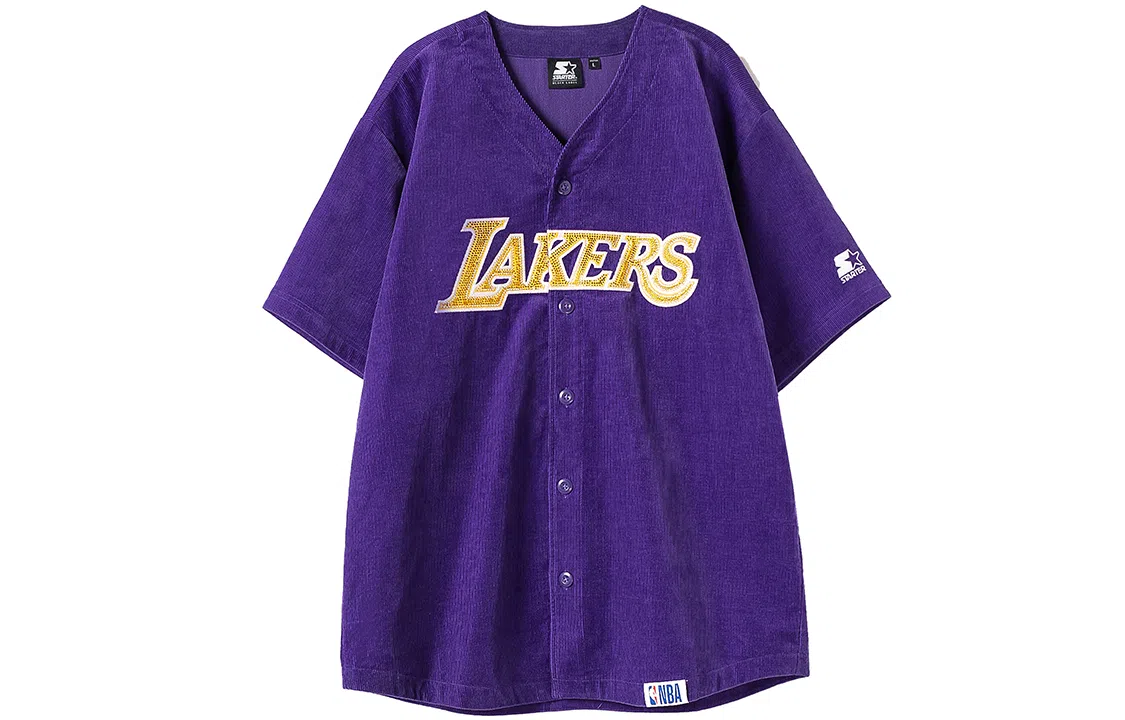 STARTER x NBA Lakers V-Neck Baseball Jersey Purple