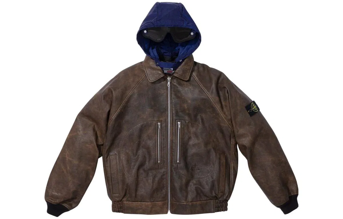 Supreme x Stone Island Leather Bomber Jacket