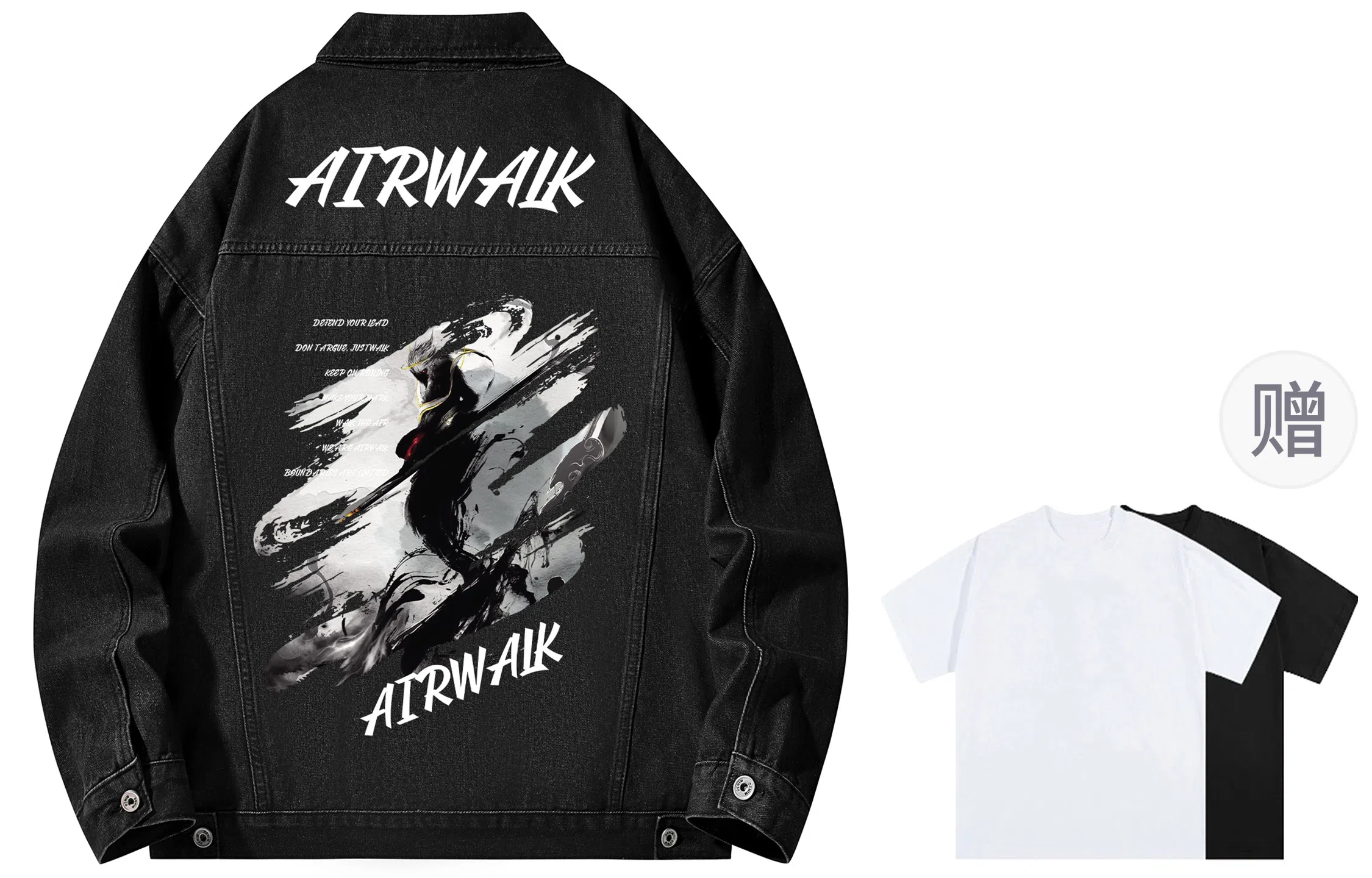 Airwalk Retro Dark Wukong Print Denim Jacket
