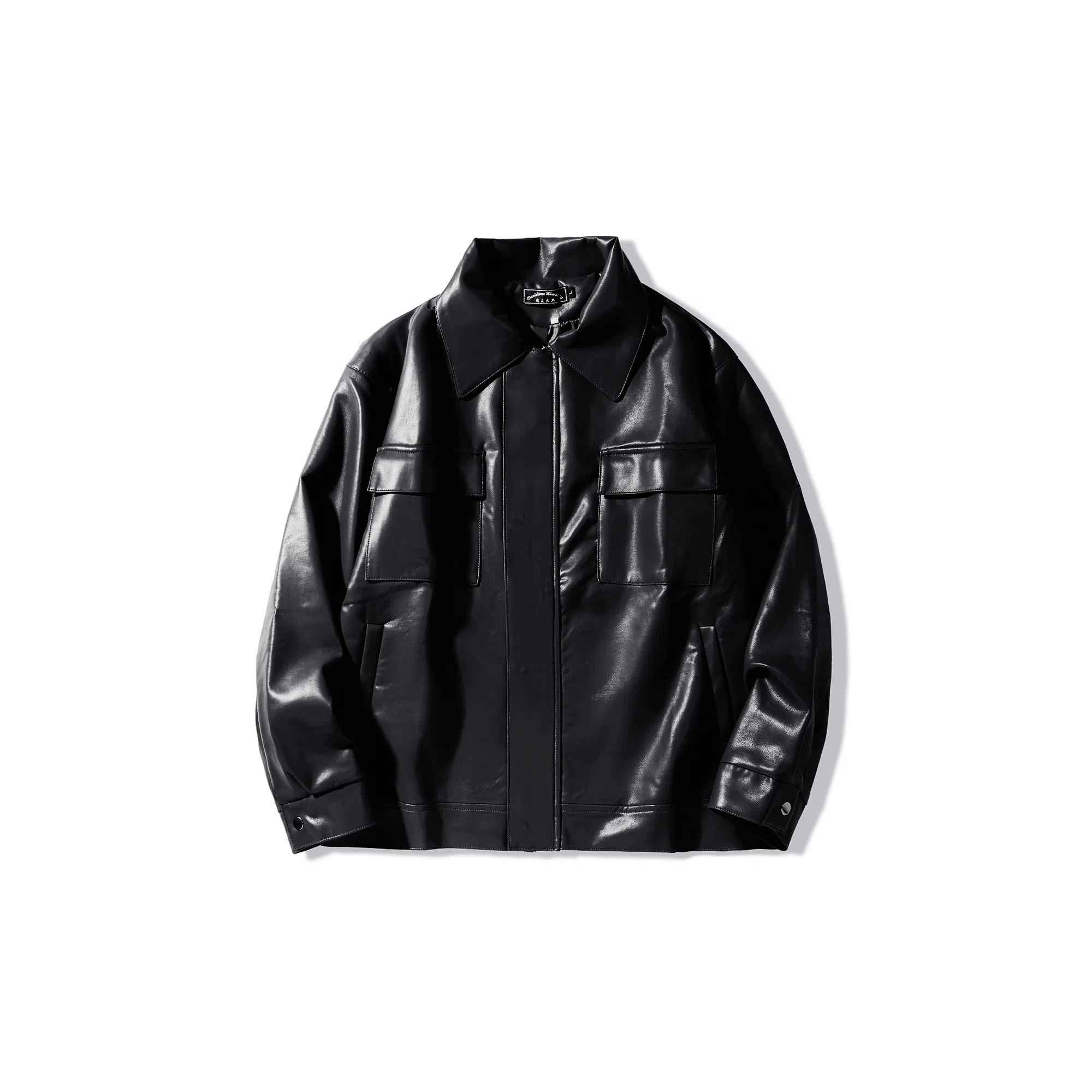 我是大卫 多口袋亮面立领复古简约工装飞行员夹克 男女同款