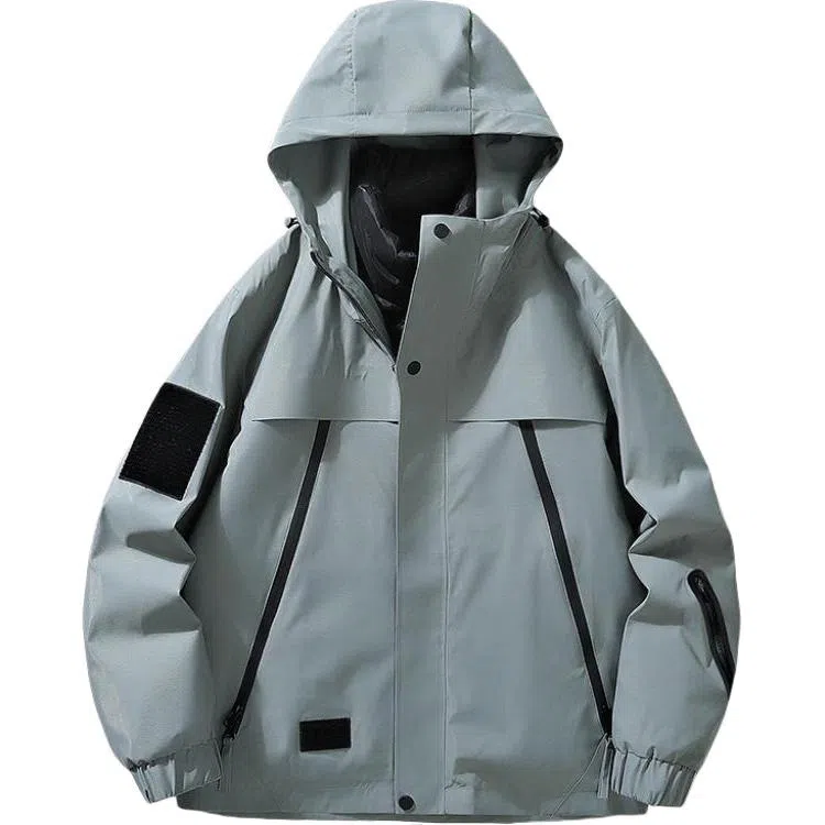 雅鹿优选  纯色连帽拉链  防水防风透气耐磨保暖冲锋衣 男款