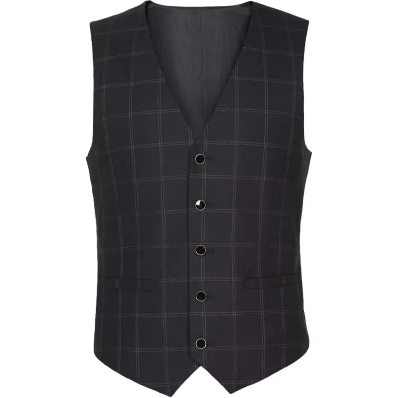 迪柯尼 商务绅士格子马甲 男款 黑混格