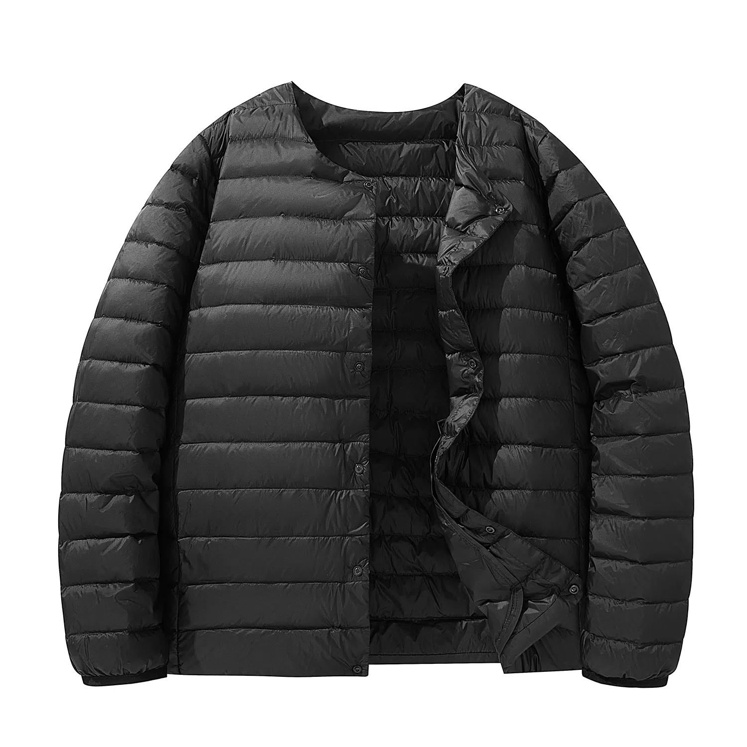 鸭鸭 轻薄便携纯色基础款休闲宽松单排扣圆领保暖羽绒服 男款