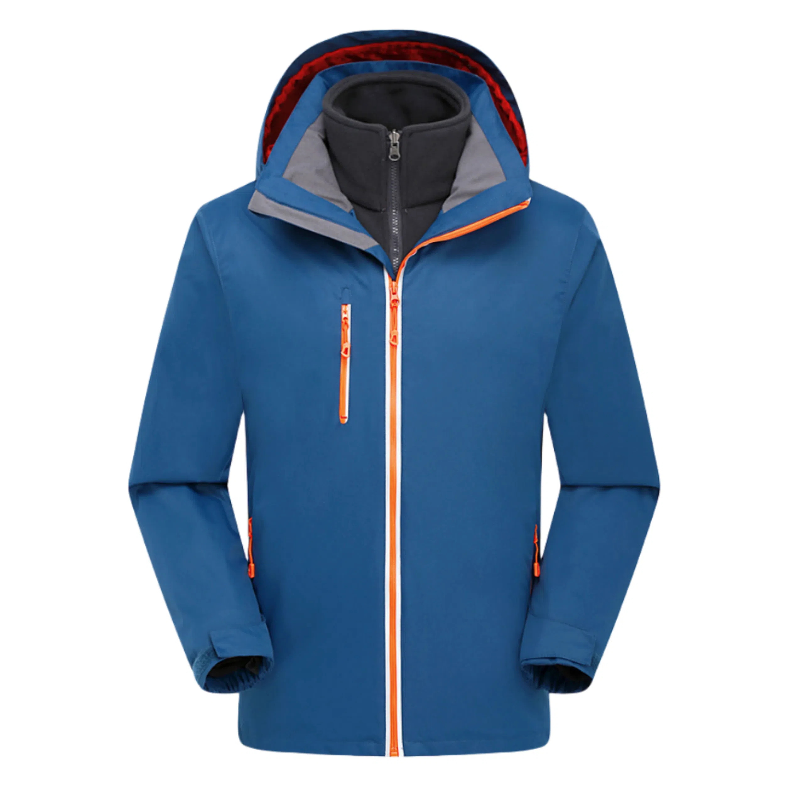 浪莎  户外舒适纯色连帽宽松拉链  防水防风保暖冲锋衣 男女同款