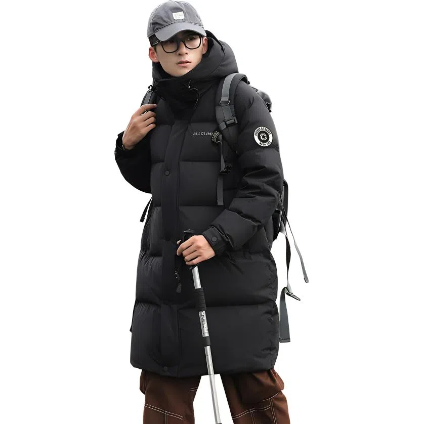 鸭鸭 中长款连帽时尚百搭保暖长袖羽绒服 男款