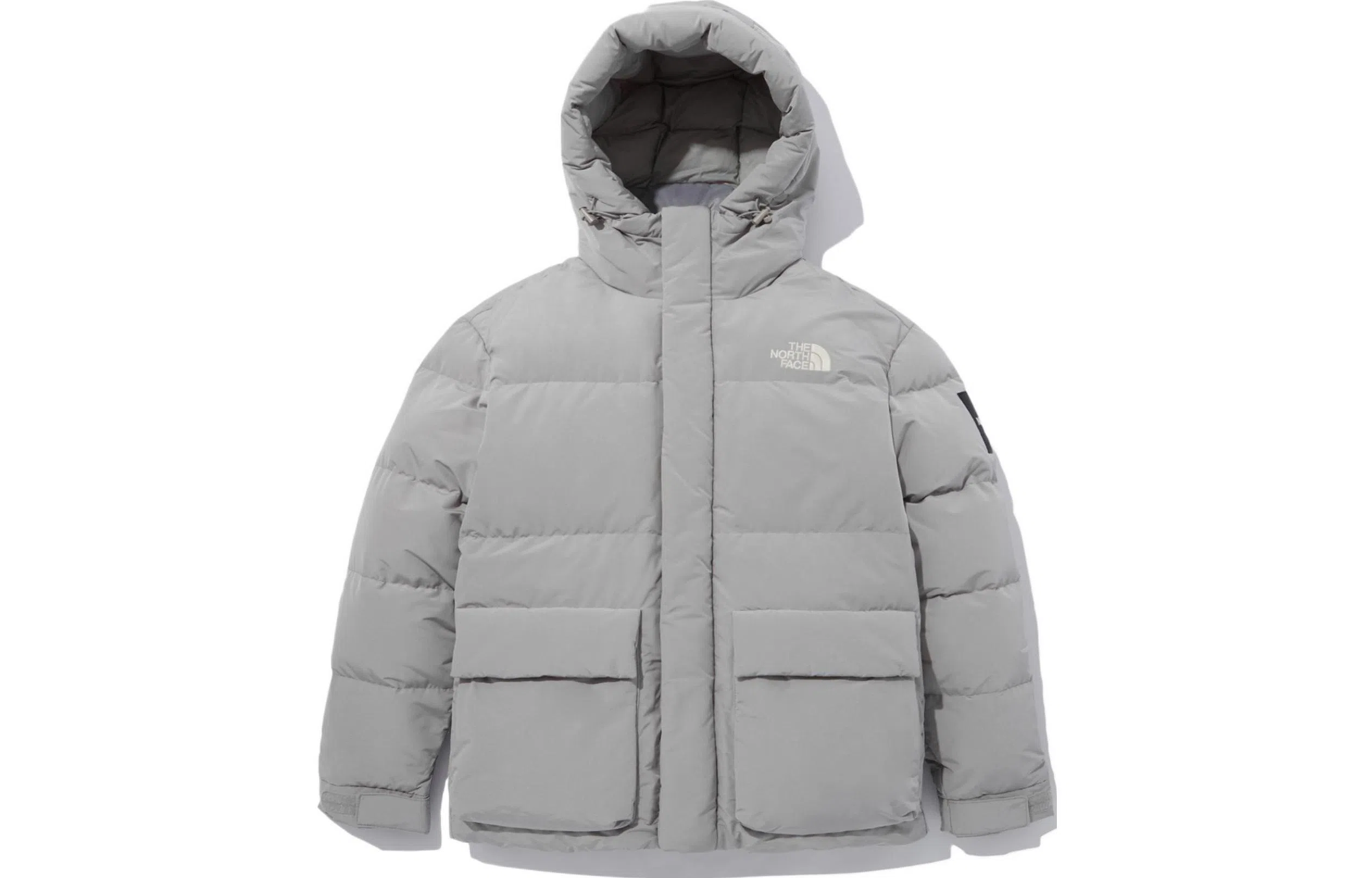 The North Face Logo Zip Hoodie Down Jacket Gray