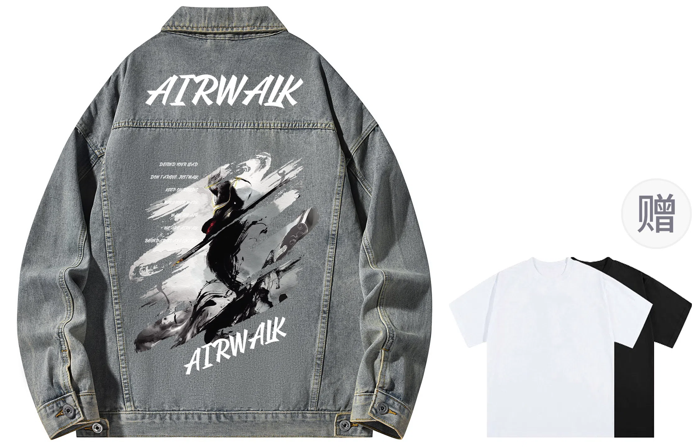 Airwalk Retro Dark Wukong Print Denim Jacket