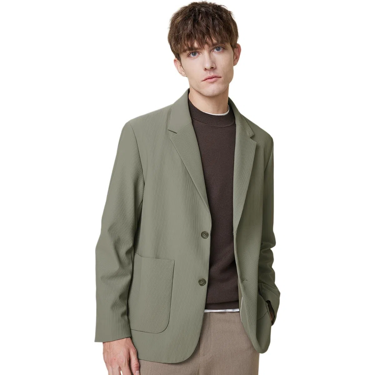 红豆 条纹提花易打理休闲西装 男款