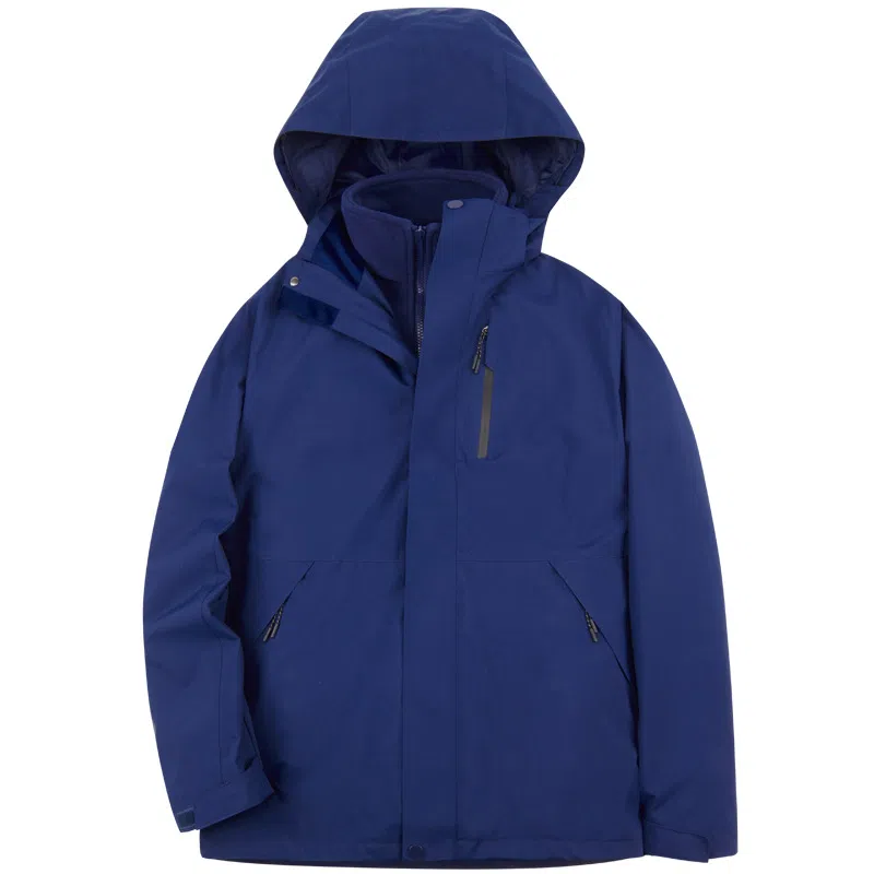 浪莎  户外三合一纯色休闲舒适连帽宽松拉链  防水防风保暖冲锋衣 男女同款