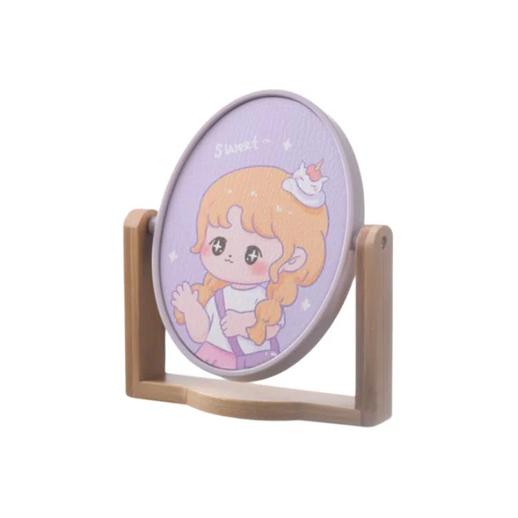 米甜兔 紫色卡皮木质化妆镜 便捷