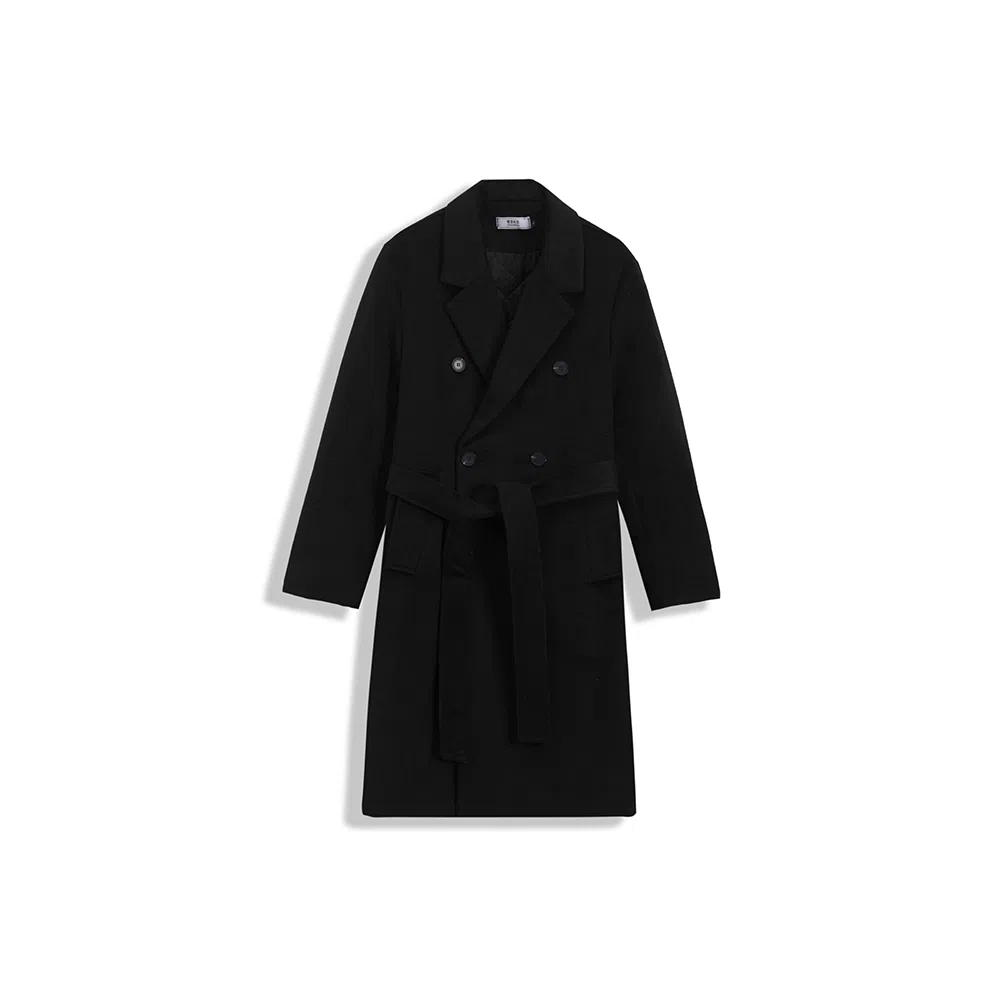 我是大卫 毛呢中长款经典韩版英伦风大衣 男女同款