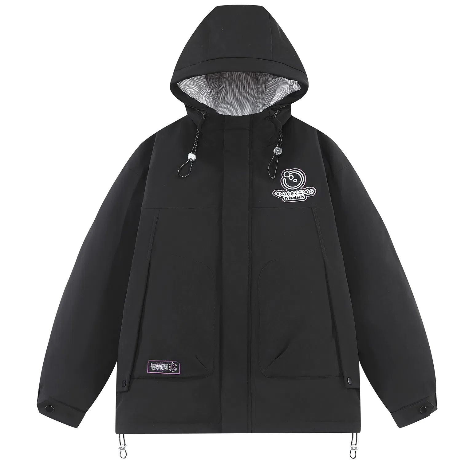 三体 红岸基地系列 超级符号绣章字母连帽纯色基础款加厚派克宽松保暖防风防水工装户外休闲外套羽绒服 男女同款