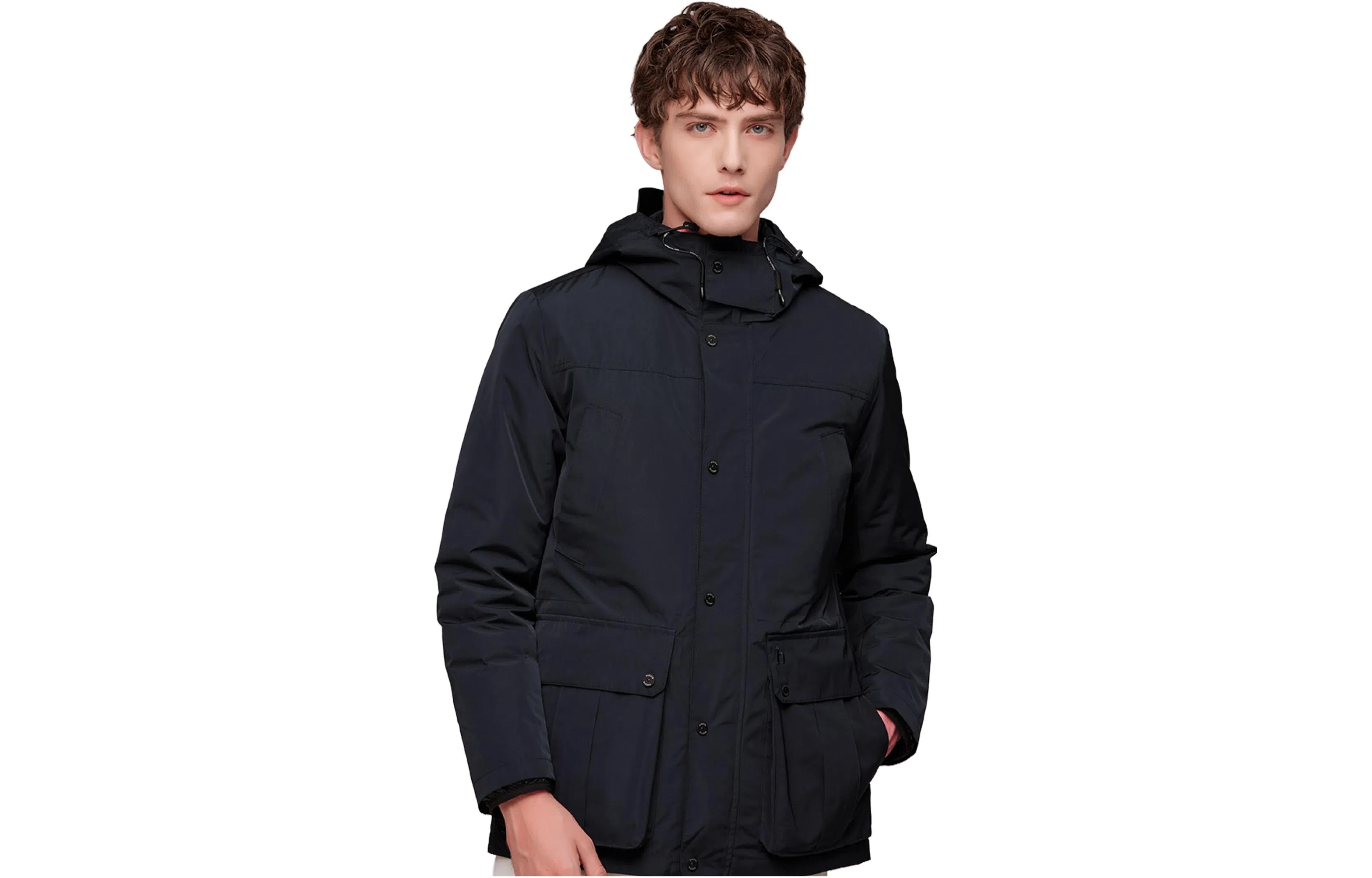 HAZZYS Solid Color Hooded Down Jacket Men