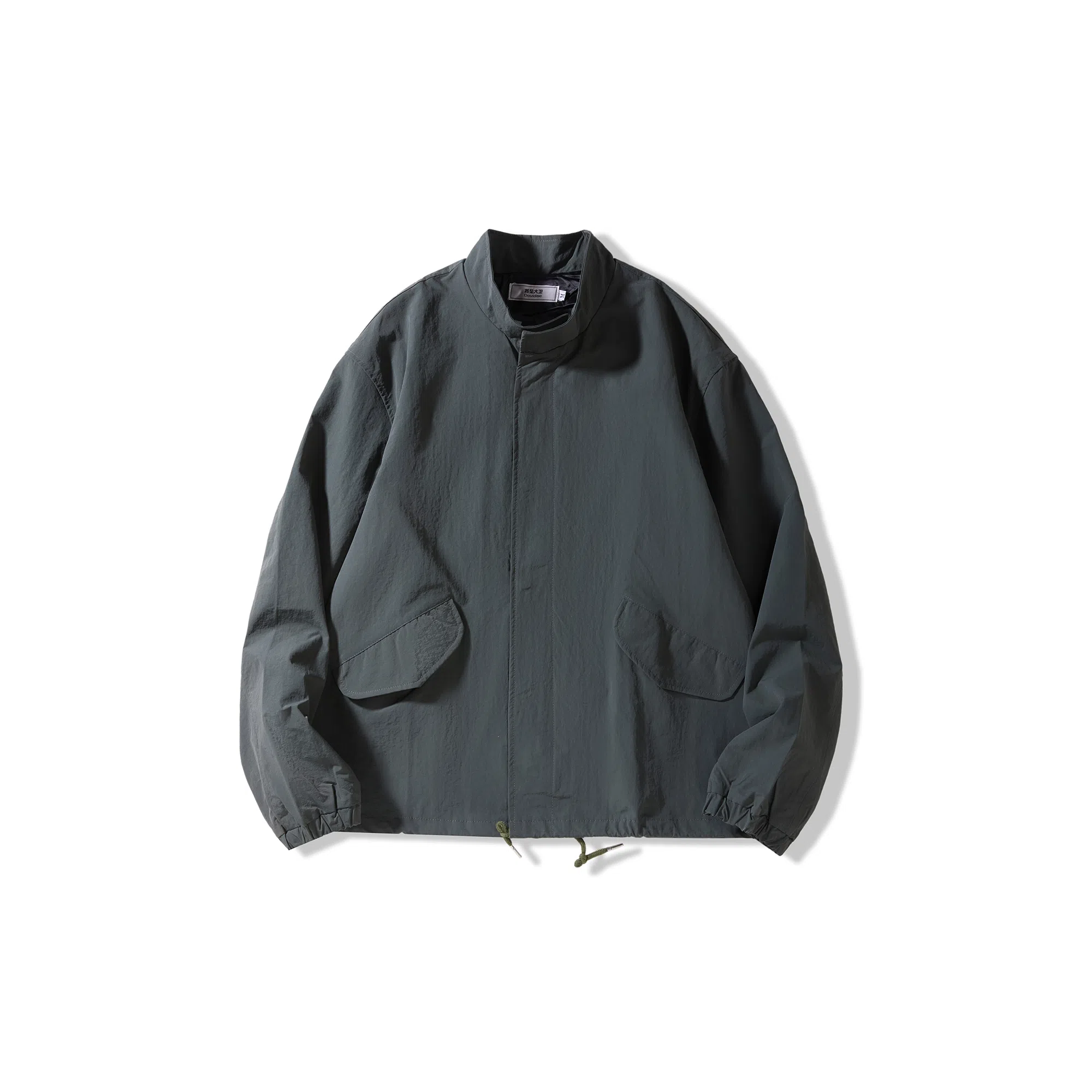 我是大卫 纯色基础工装落肩拉链复古宽松夹克 男女同款