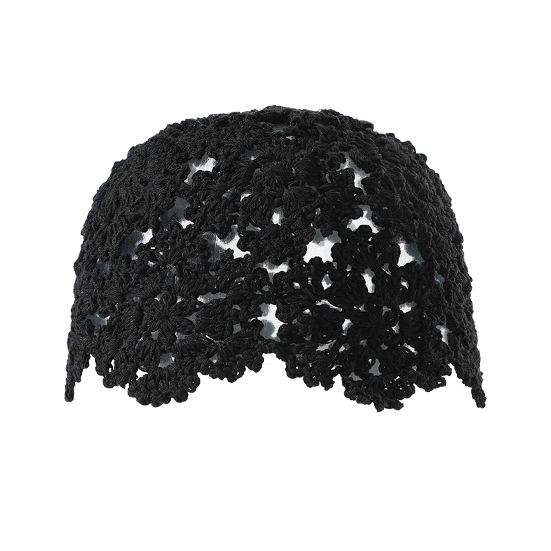 南极人 日系镂空针织勾花套头帽子复古气质显脸小透气包头帽云南旅游海边度假拍照文艺氛围感百搭 薄款 瓜皮帽 女款