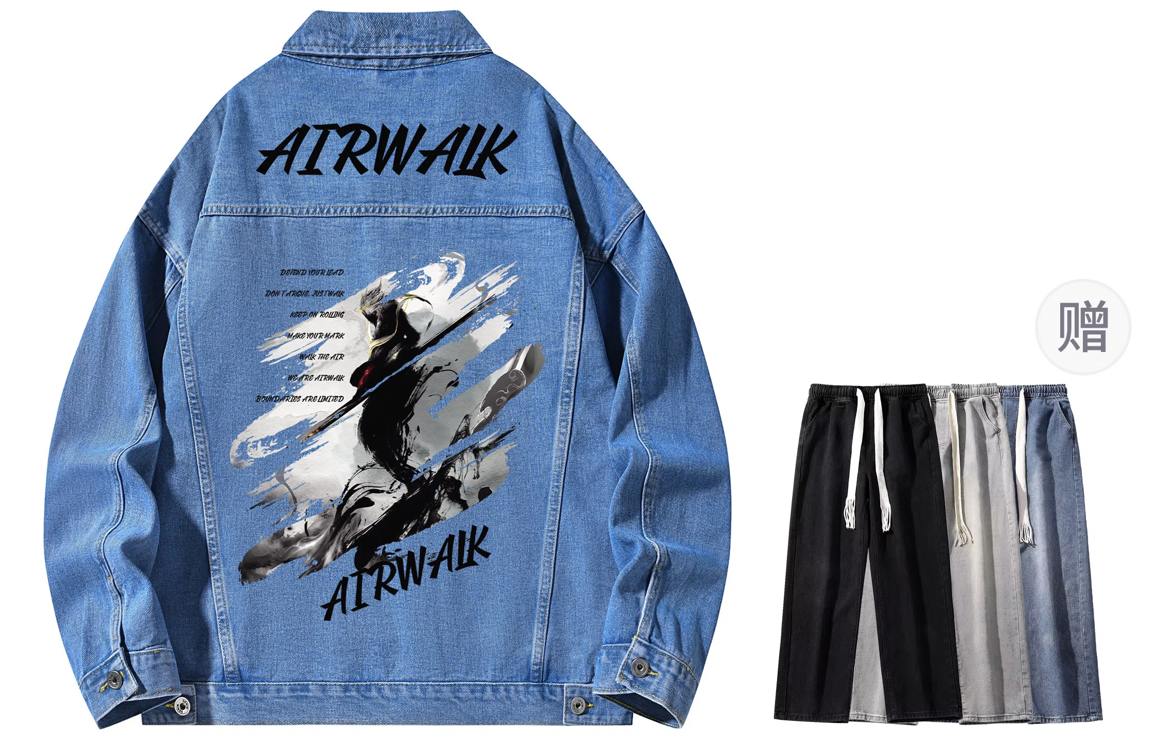 Airwalk Retro Dark Wukong Print Denim Jacket