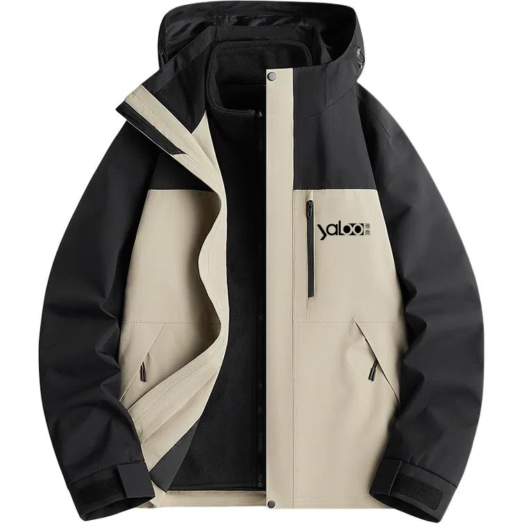 雅鹿优选  保暖连帽字母  防水防风透气耐磨冲锋衣 男女同款