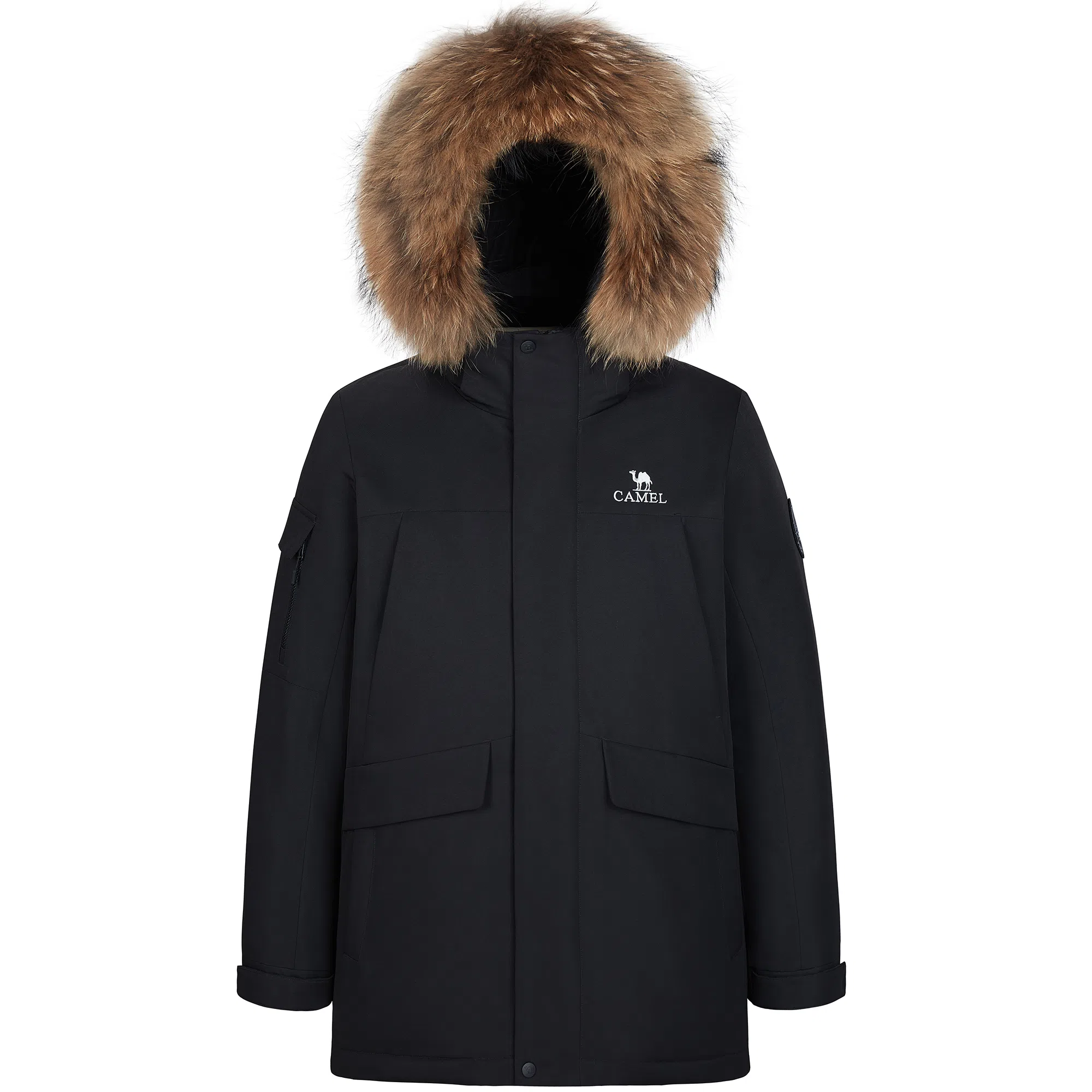 CAMEL Mid-Length Down Jacket