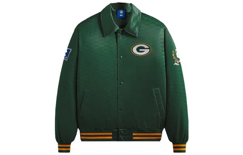 KITH x NFL FW23 Packers Satin Bomber Jacket Loho