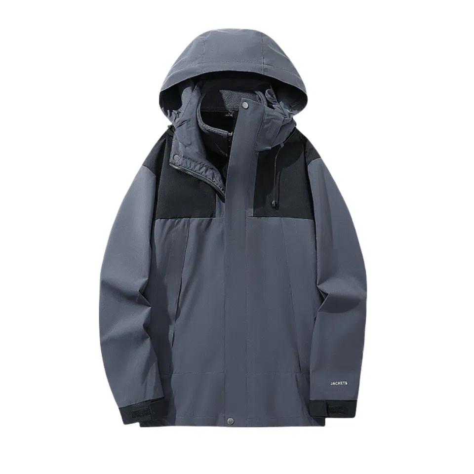 浪莎  户外三合一连帽宽松休闲拉链  防水防风冲锋衣 男女同款