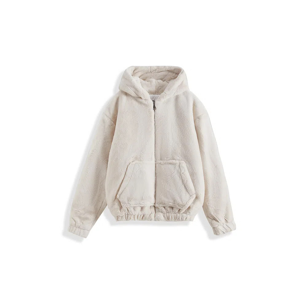 我是大卫 纯色羊羔毛连帽保暖加厚外套夹克 男女同款