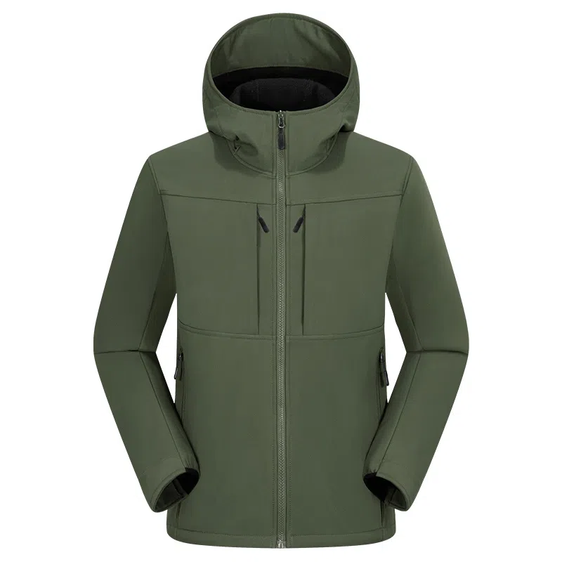 浪莎  户外登山纯色连帽宽松拉链  防水防风透气速干冲锋衣 通用