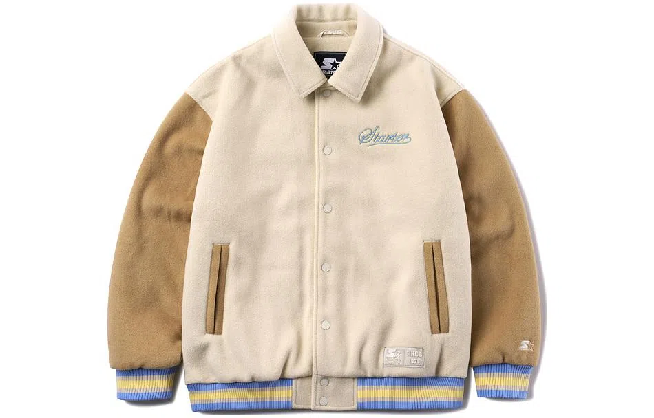 Starter Colorblock Letter Print Wool Jacket