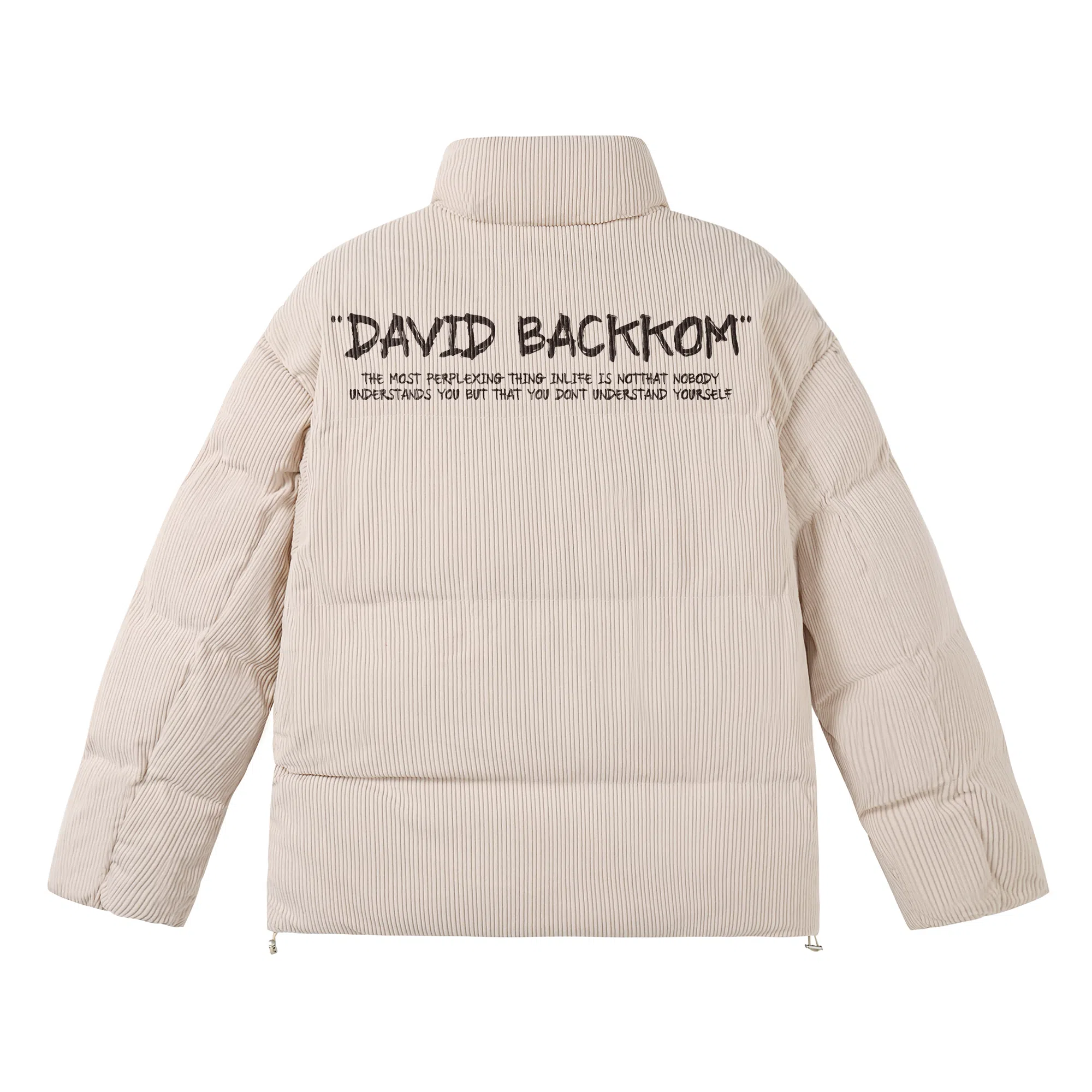 大卫贝肯 美式高街复古经典潮流字母印花纯色休闲面包服加厚保暖立领外套棉服 男女同款