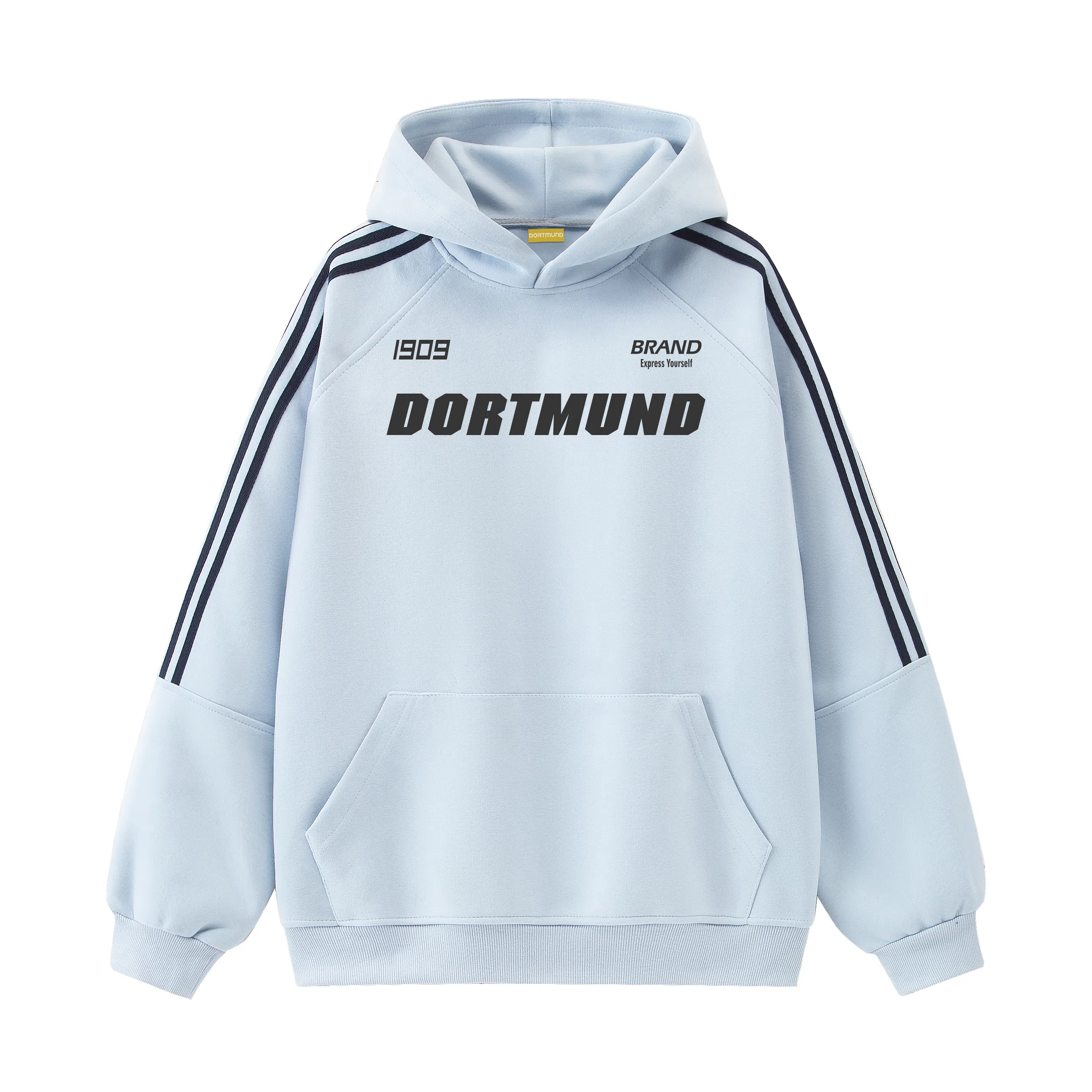 普鲁士多特蒙德 美式纯色字母印花宽松休闲日常通勤经典简约百搭连帽卫衣 男女同款