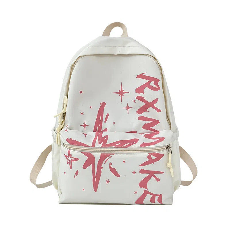 普乐威 小众涂鸦高级感精致休闲旅游轻便高颜值时尚百搭上课通勤背包 尼龙 双肩包 男女同款情侣款 黄色/浅棕色/蓝色/粉红色