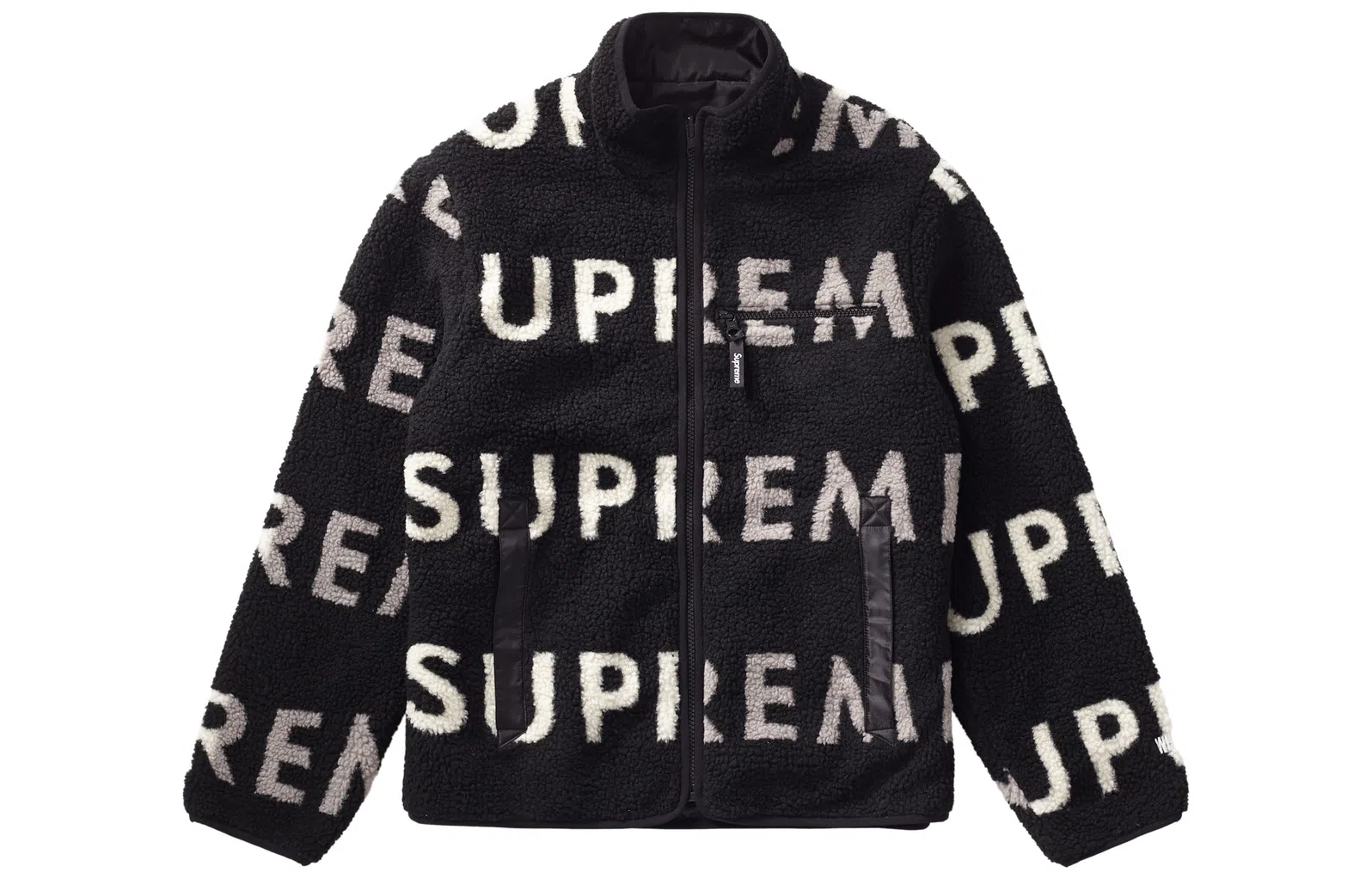 Supreme FW18 Reversible Logo Fleece Jacket Black