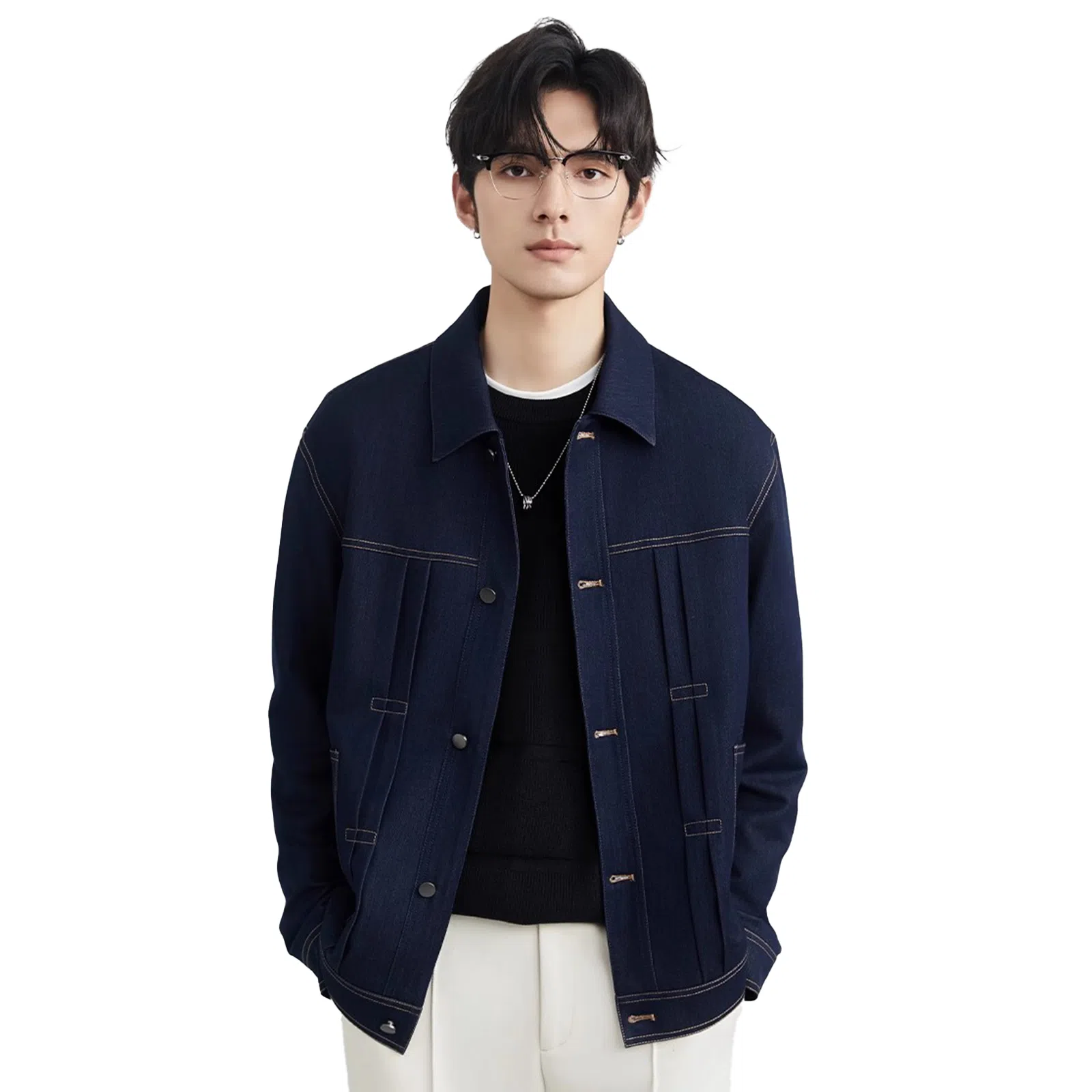 独驰 百搭休闲单排扣牛仔外套 男款