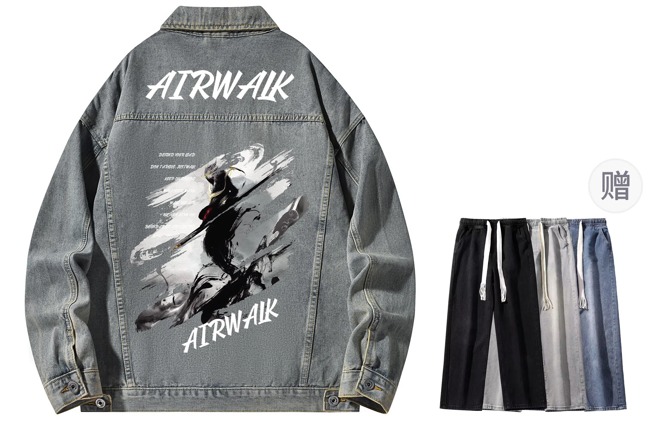 Airwalk Retro Dark Wukong Print Denim Jacket