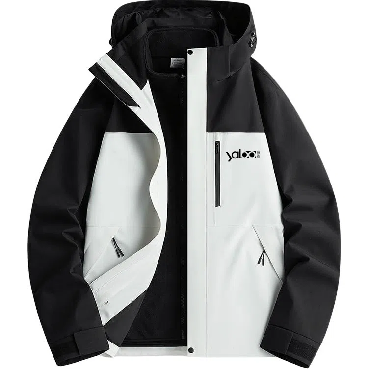 雅鹿优选  保暖连帽字母  防水防风透气耐磨冲锋衣 男女同款