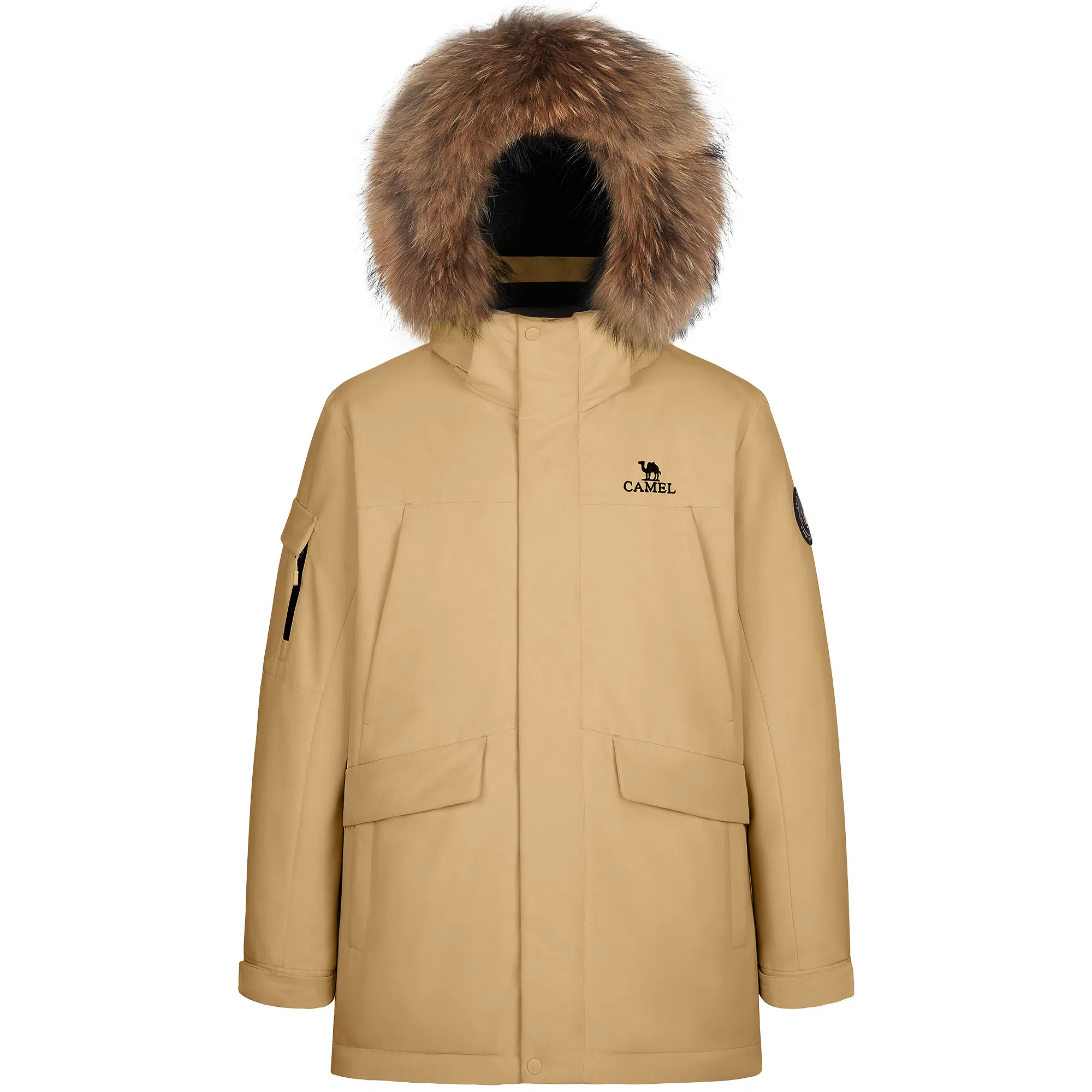CAMEL Mid-Length Down Jacket