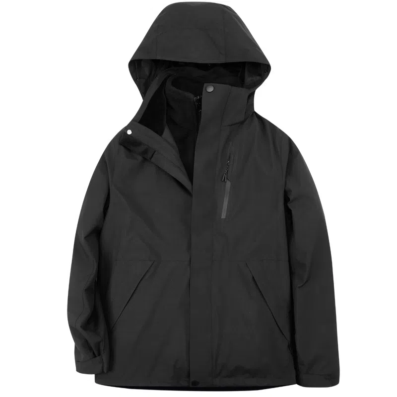 浪莎  户外三合一纯色休闲舒适连帽宽松拉链  防水防风保暖冲锋衣 男女同款