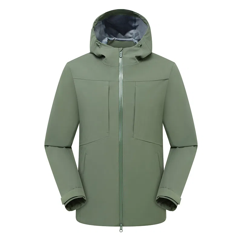 浪莎  单层户外登山服露营徒步纯色连帽宽松拉链  防水防风保暖速干冲锋衣 通用