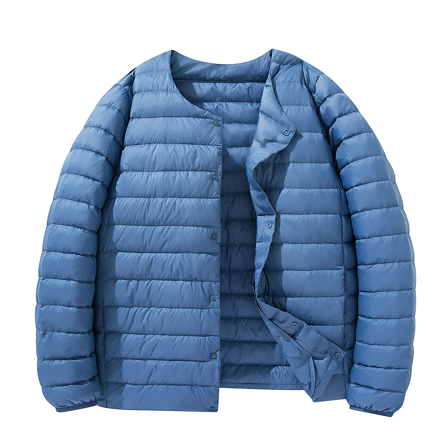 鸭鸭 轻薄便携纯色基础款休闲宽松单排扣圆领保暖羽绒服 男款