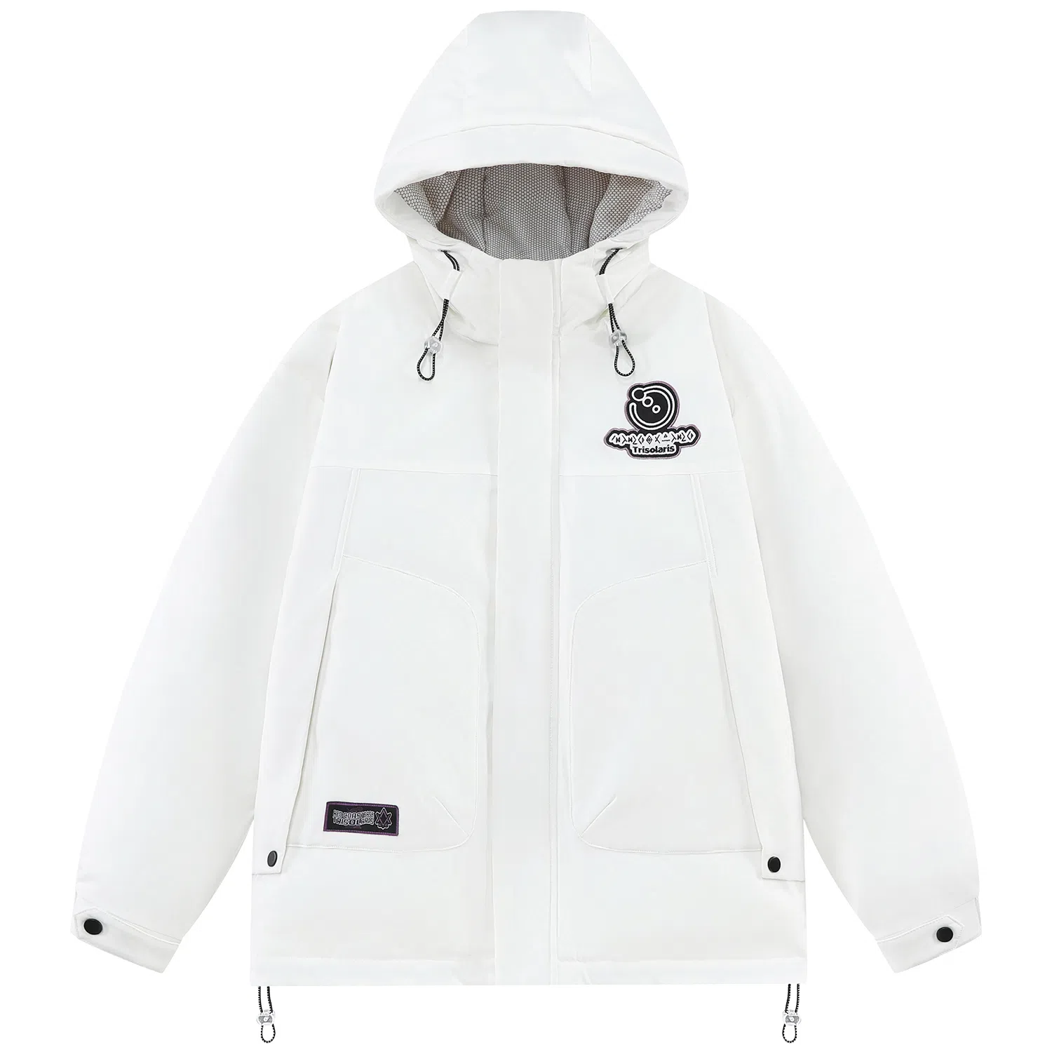 三体 红岸基地系列 超级符号绣章字母连帽纯色基础款加厚派克宽松保暖防风防水工装户外休闲外套羽绒服 男女同款