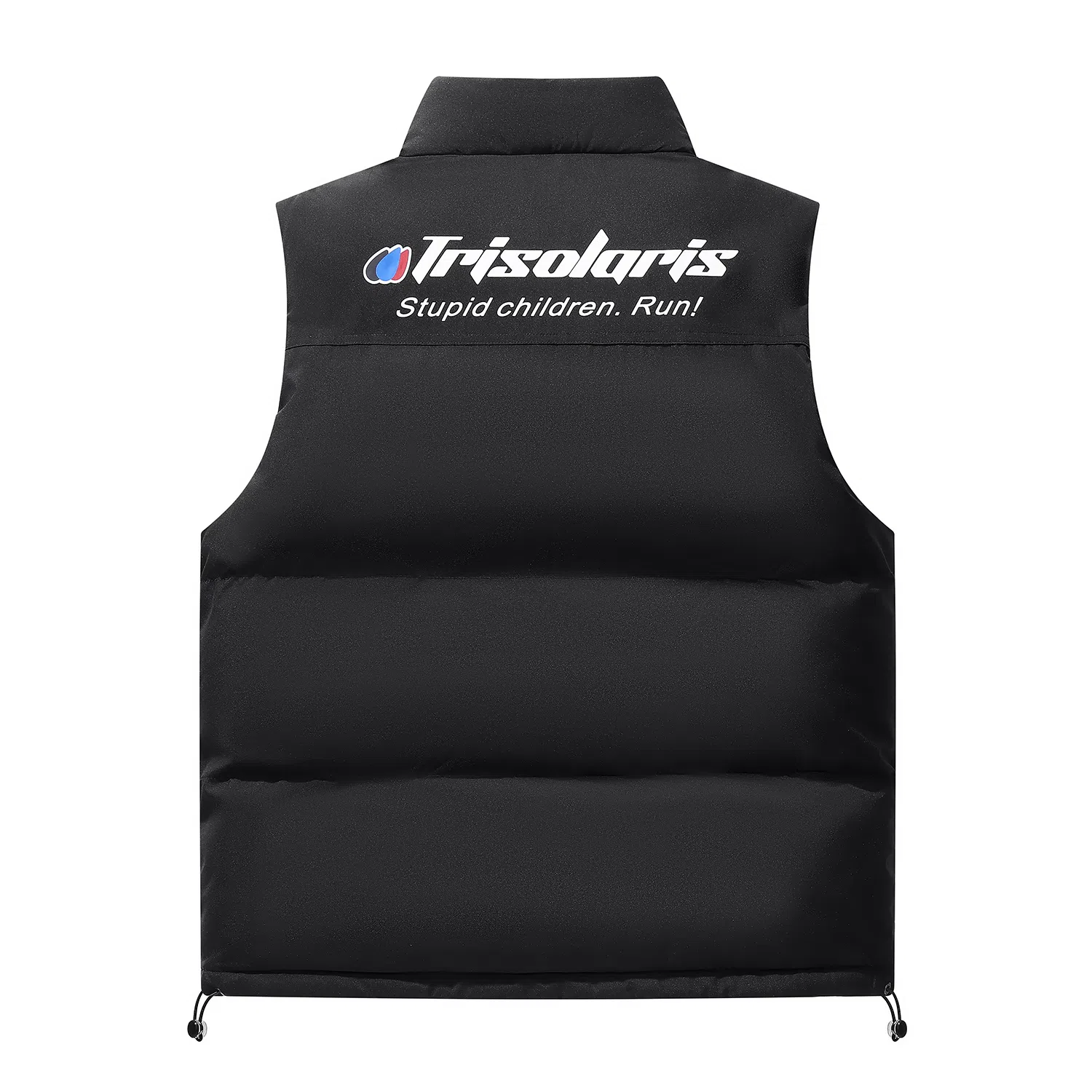 三体 末日之战系列 美式复古撞色拼接简约基础款字母印花宽松立领拉链休闲保暖厚款高街潮牌面包服城市风百搭无袖马甲 男女同款