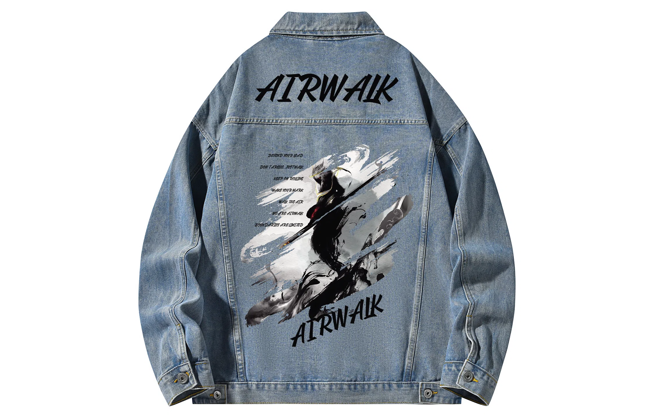 Airwalk Retro Dark Wukong Print Denim Jacket