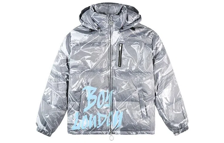 Boy London FW22 Graffiti Logo Down Jacket Grey