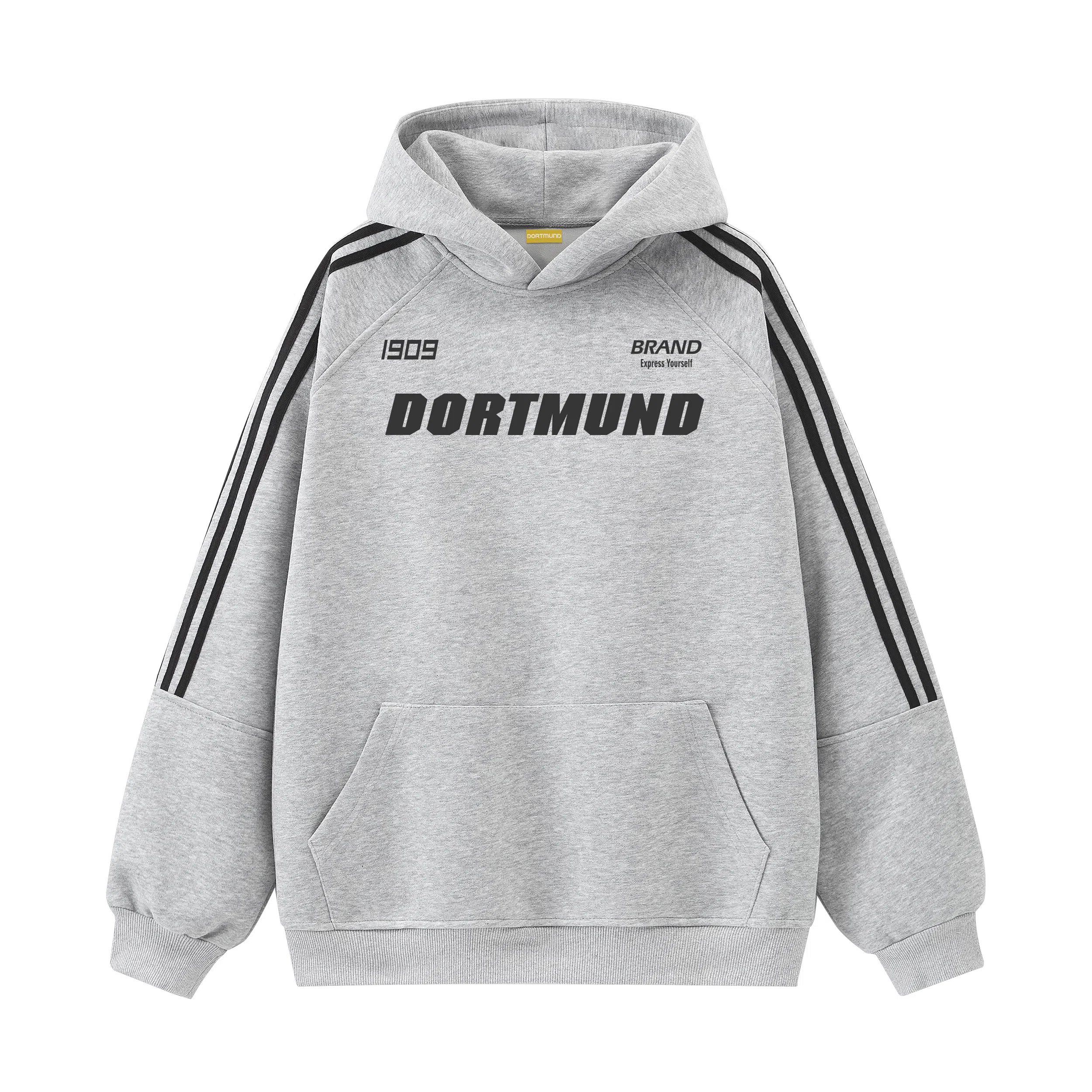 普鲁士多特蒙德 美式纯色字母印花宽松休闲日常通勤经典简约百搭连帽卫衣 男女同款