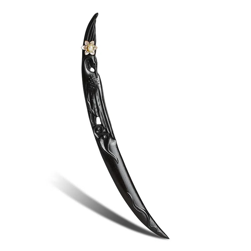 【簪定终生爱】 凤凰涅磐 新中式檀木簪子 古风手工雕刻双面发饰 复古优雅古典精致 原创设计小众高级感#好运 黑檀 发簪 女款